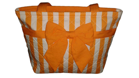 Handbag white and orange color.   Bolsa de color blanco con naranja.
